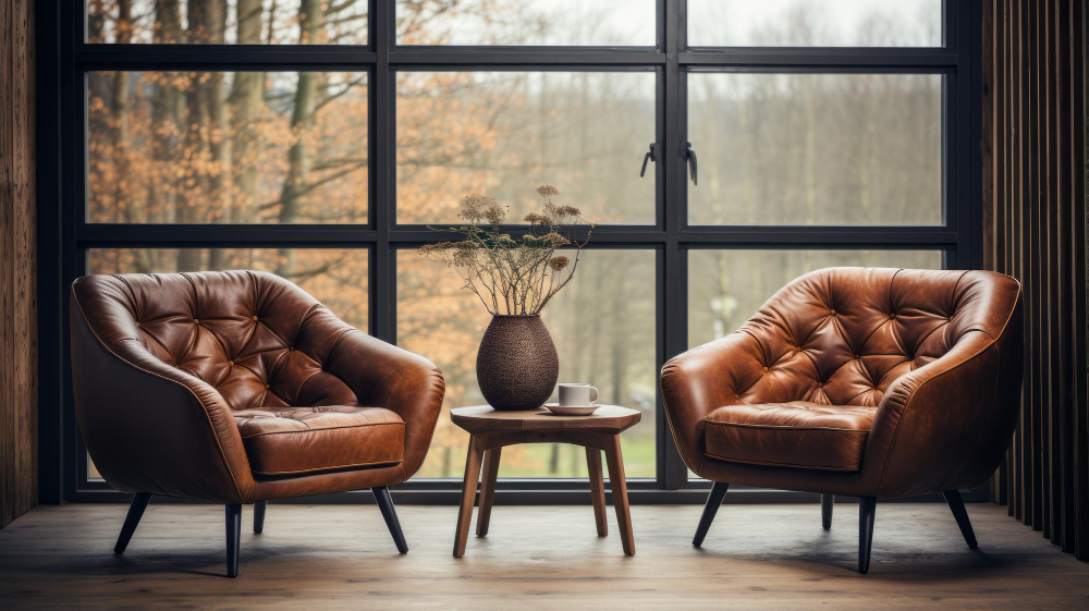 Leather Chesterfield Chairs for Window Seating